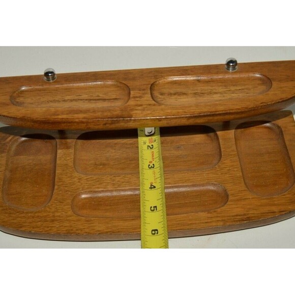Vintage MINTY Wooden Men's Dresser Jewelry Watch Cuff Links Tie Bars Organizer - Picture 6 of 7